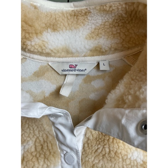 Vineyard Vines fleece Beige Camo Snap 1/4 Sweater Popover Size L - Picture 7 of 9